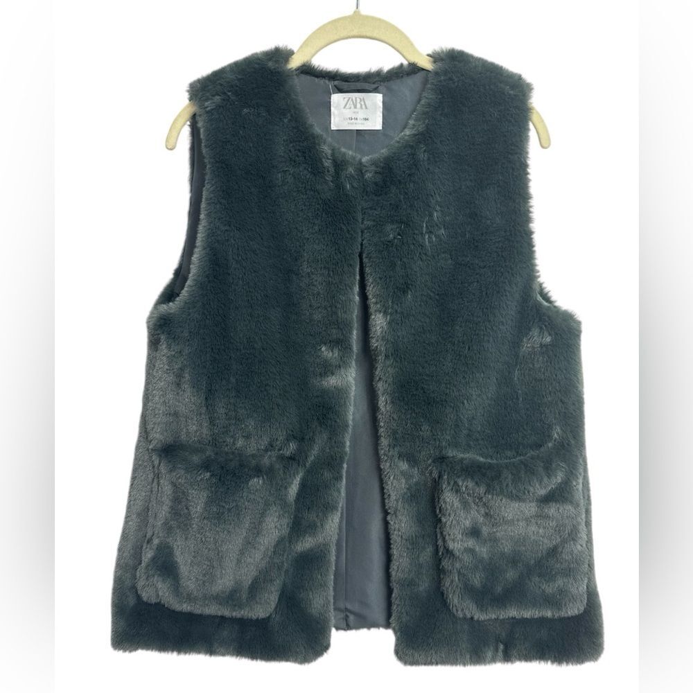 ZARA Faux Fur Vest, GIRLS SIZE 13-14